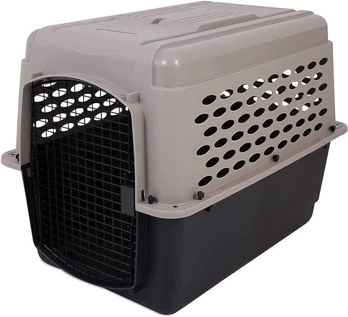 Petmate Vari Dog Kennel 36" and Petmate Double Diner Kennel Bowl, Gray, Small