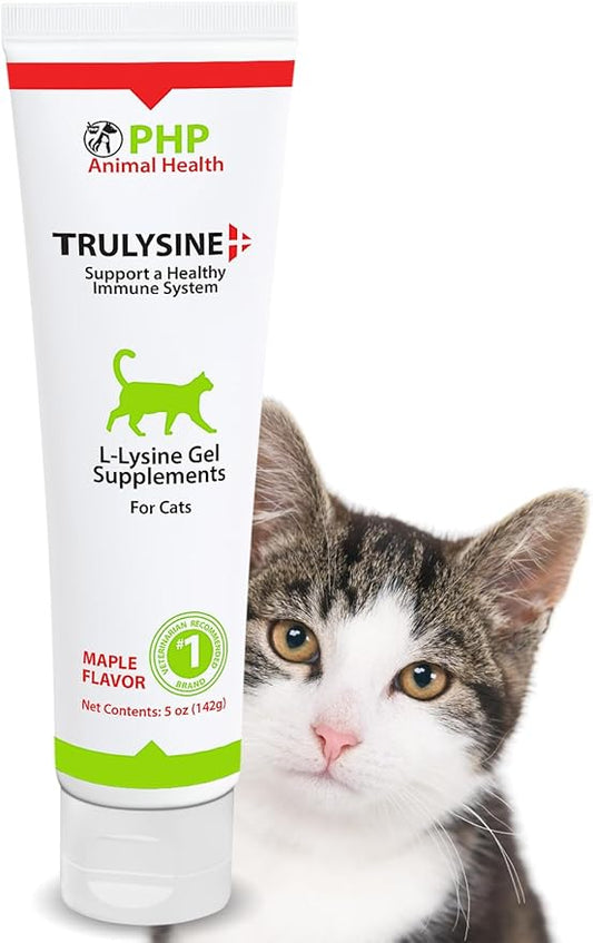 Trulysine Viralysine L-Lysine Gel Supplement for Cats, 5oz - Cats & Kittens of All Ages - Immune Health - Sneezing, Runny Nose, Squinting, Watery Eyes - Maple Flavor (142 Grams (500mg / Serving))