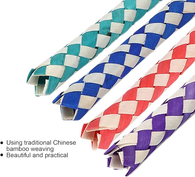 24pcs Finger Traps, Birds Parrots Chew Toy Chinese Bamboo DIY for Kids Parties Bird Toys Duck Trap Parrot Cage Cages Budgie Finch Parakeet Foraging Heart Forage Shredding