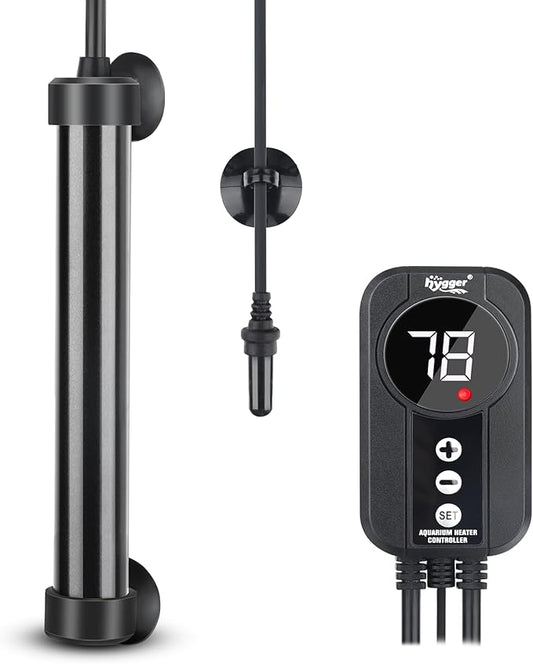 hygger Marine Aquarium Heater 50W 100W 200W 300W 500W,Titanium Heater with Temperature Calibration,Digital LED Controller,Temperature Probe,Submersible Fish Tank Heater for Saltwater Freshwater Tank