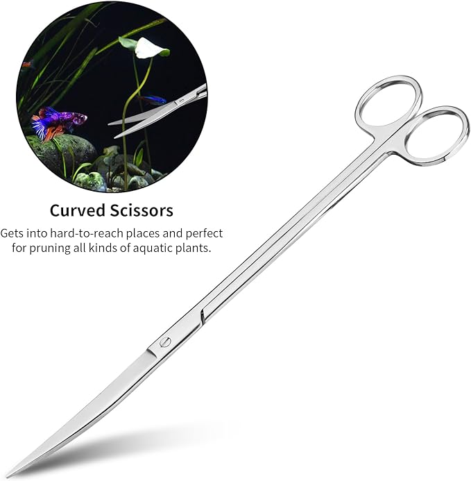 Aquascape Tools Aquarium Kit - 4PCS Terrarium Supplies Include Long Tweezers for Terrarium, Feeding Tongs, Aquarium Scissors, Aquarium Algae Scraper for Fish Tank Cleaning Plant Trimming