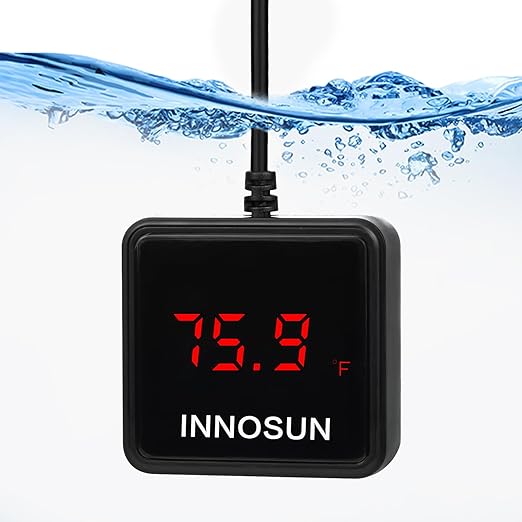 Fish Tank Digital Thermometer, Submersible Aquarium Thermometer for Underwater Use Accuracy 0.2°F, Waterproof Thermometer with USB Power Supply, HD LED Display, Large Digits