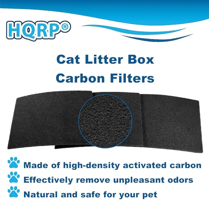 HQRP 12-Pack Activated Carbon Cat Litter Box Filters Compatible with Van Ness Cat Litter Box, Odor Reducing Charcoal Filters