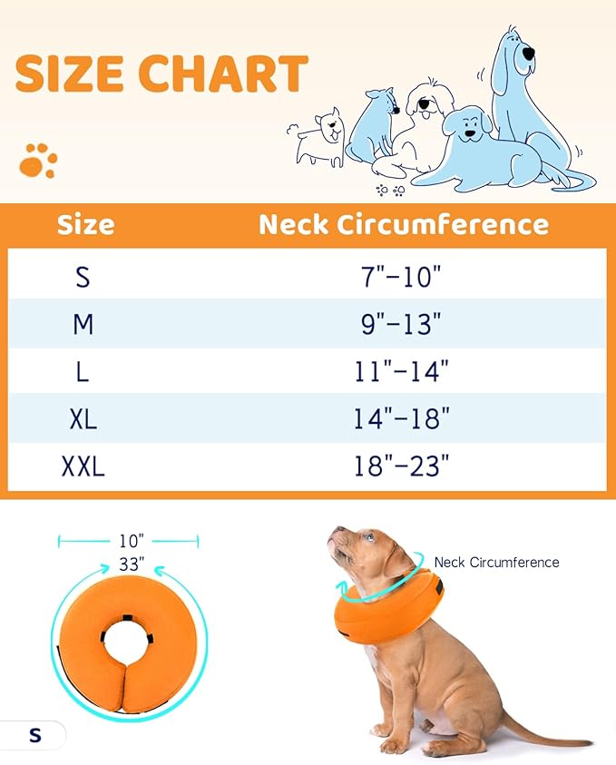 Supet Inflatable Dog Cone Collar for Large Medium Small Dogs, Soft Cone Collar for Dogs Puppies Cats, E Collar Dog Cone Alternative After Surgery