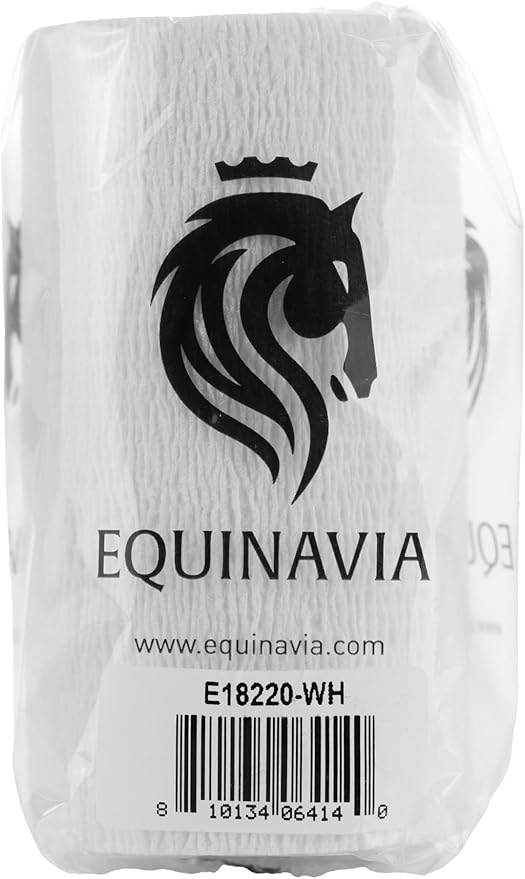 Equinavia 20 Pack Self Adhesive 4 Inch Vet Wraps with Easy-Dispenser Case | Bandages for Horses, Pets, Sports, Tattoo - Black - 20 x 5 yd - White - 20 x 5 yd