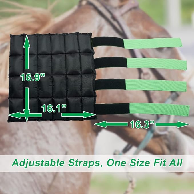 Ice Boot for Horses Ice Pack Wraps, Cooling Wraps for Horse Injuries, Reusable Horse Leg Ice Boot Cold Pack with Flexible Straps, Universal Size, 16.9" x 16.1" - 1 Pair