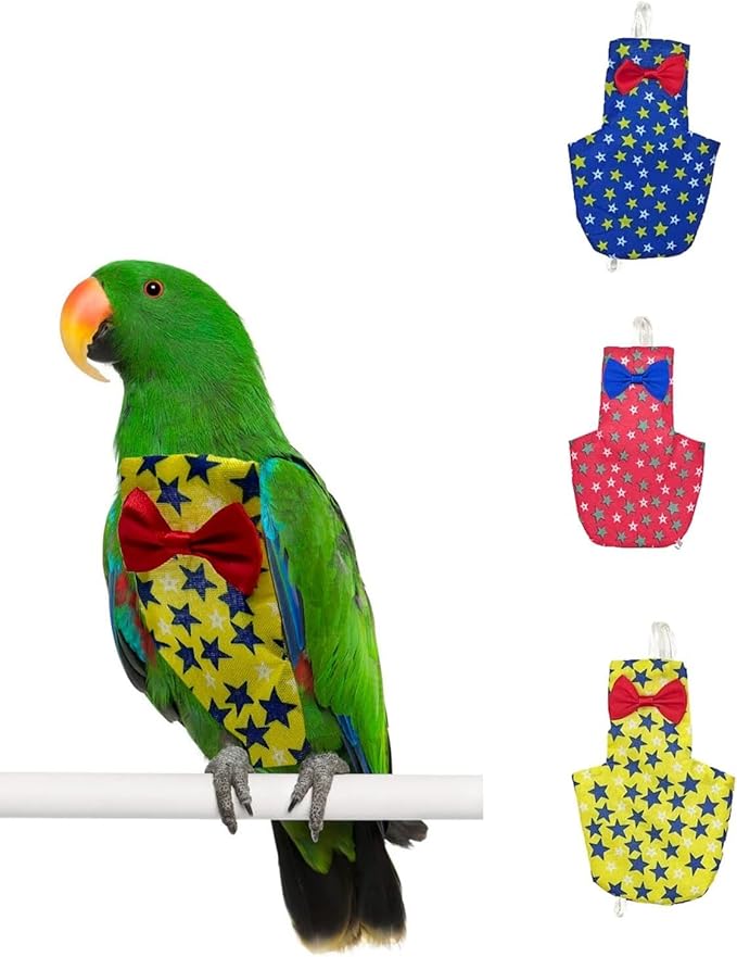 3 PCS Star Parrot Clothes for Birds Reusable Canary Birds Boutique Flight Adjustable Bird Diape