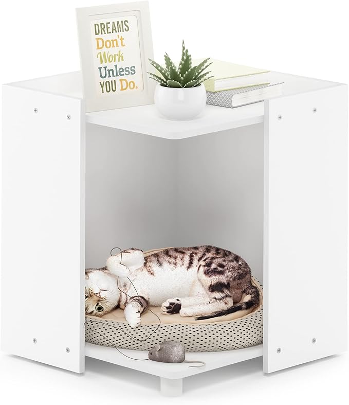 Furinno Peli Litter Box Enclosure, Solid White