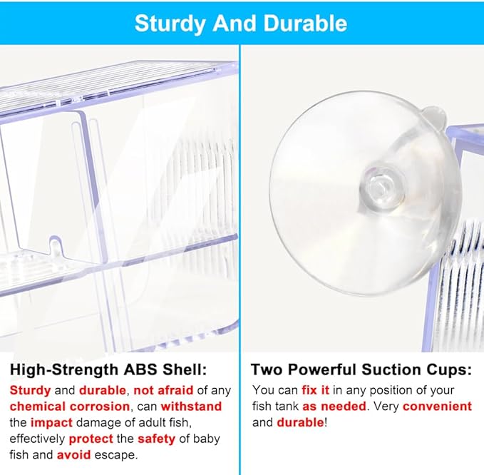 Fish Breeding Box Aquarium Holding Tank Transparent Fish Isolation Box Acclimation Hatchery Incubator Breeder Box for Baby Fish Betta Shrimp Clownfish Guppy Small