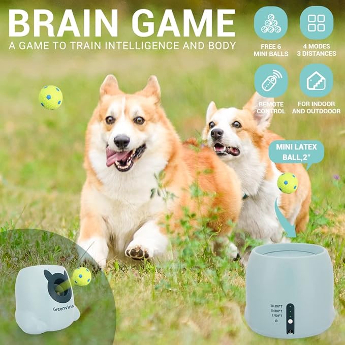 Automatic Dog Ball Launcher Interactive Ball Thrower Fetch it Machine for Dogs with 6 Durable High Elasticity Latex Balls Included