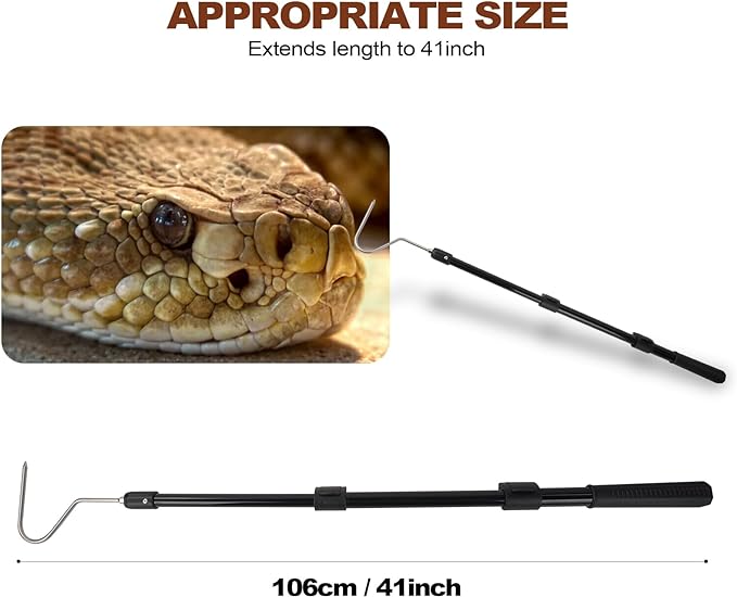 Snake Catcher Hook Stick Tongs Catch Grabber Catching Handling Tool Picker Long Pole Kit for Rattlesnake, Copperhead Snake, Ball Python, Rattle, Cobra, Corn, Rosy Boas and Reptile Removal Trap