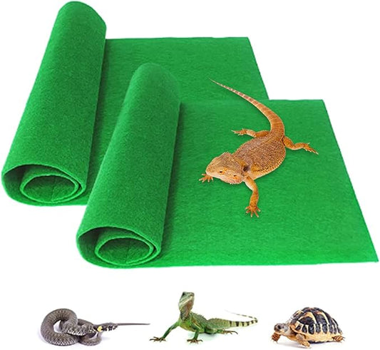 Tfwadmx Reptile Carpet 2 Pack 39" x 20", Lizard Terrarium Bedding Substrate Liner Large Bearded Dragon Mat Soft Cuttable Cage Supply for Pet Tank Tortoise Snake Iguanas Leopard Gecko Chameleon