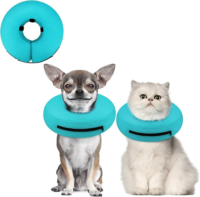 Supet Inflatable Dog Cone Collar for Small Dogs Puppies Cats, Soft Cone for Dogs Cats to Stop Licking, E Collar Dog Neck Donut Dog Cone Alternative After Surgery