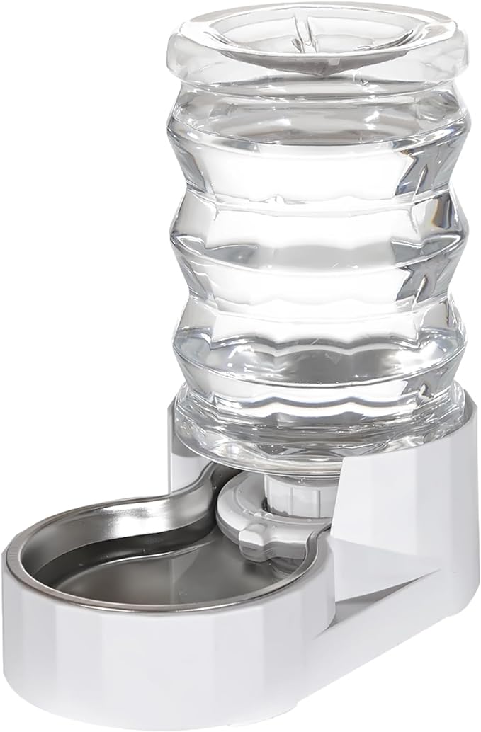 RIZZARI Automatic 3L Pet Waterer, Gravity Stainless Steel Water Dispenser, 100% BPA-Free, Large Capacity Water Feeder for Cats and Small and Medium-Sized Dogs