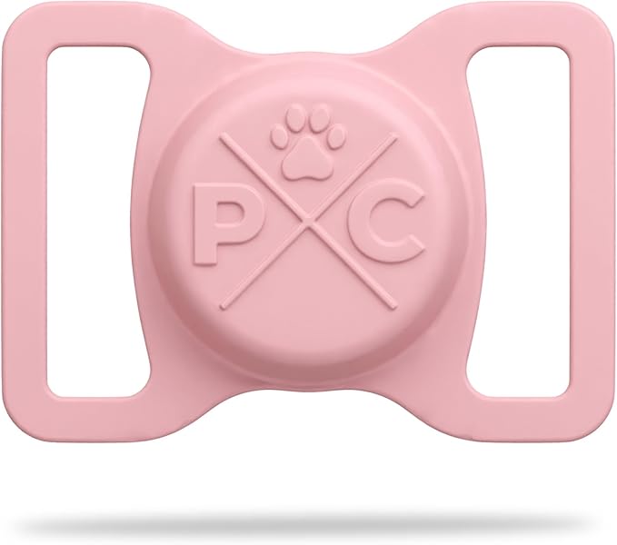 Pup Culture AirTag Dog Collar Holder, Extra-Durable, Lightweight, and Protective AirTag Case for Dog Collar - Track Your Pet Using an Apple AirTag - Dog Collar AirTag Holder-Pink 1.5 Inch Collar