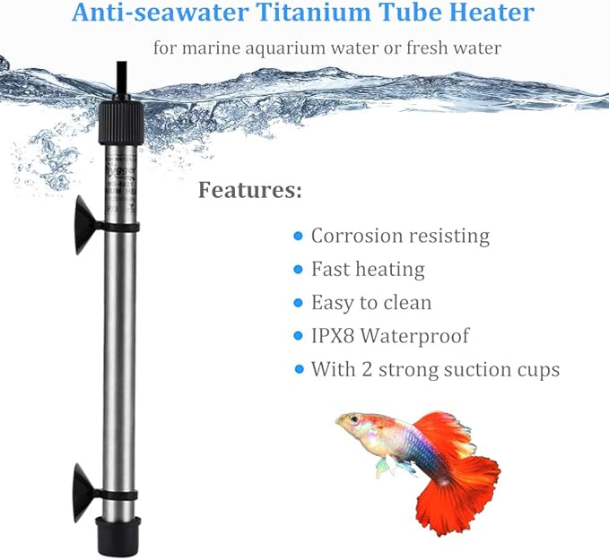 hygger 200W Titanium Aquarium Heater for Salt Water and Fresh Water, Digital Submersible Heater with External IC Thermostat Controller and Thermometer, for Fish Tank 20-45 Gallon