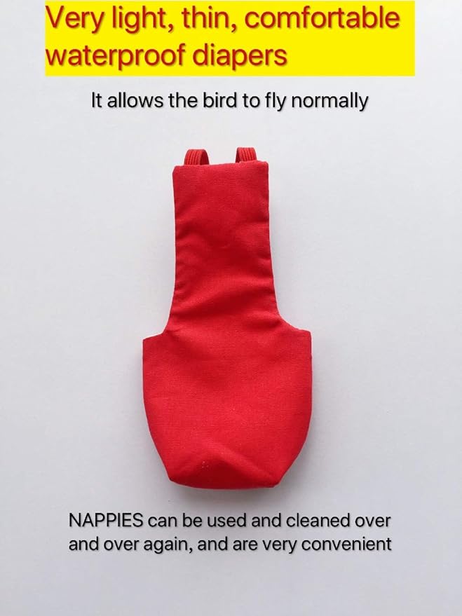 HEZHUO Parrot Diaper Bird Flight Suit, Bird Clothes, Waterproof Lining Pet Bird Supplies (S, Red)