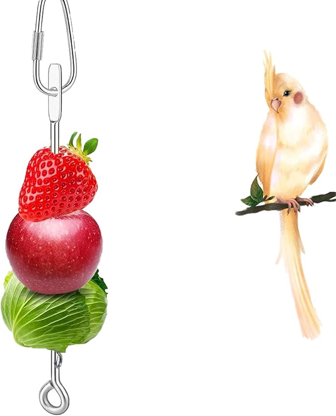 3Pcs Parrot Fruit Vegetable Skewer, Bird Food Holder Small Animal Fruit Vegetable Holder Stainless Steel Bird Parrot Skewer for Parakeet Budgie Conure Macaw