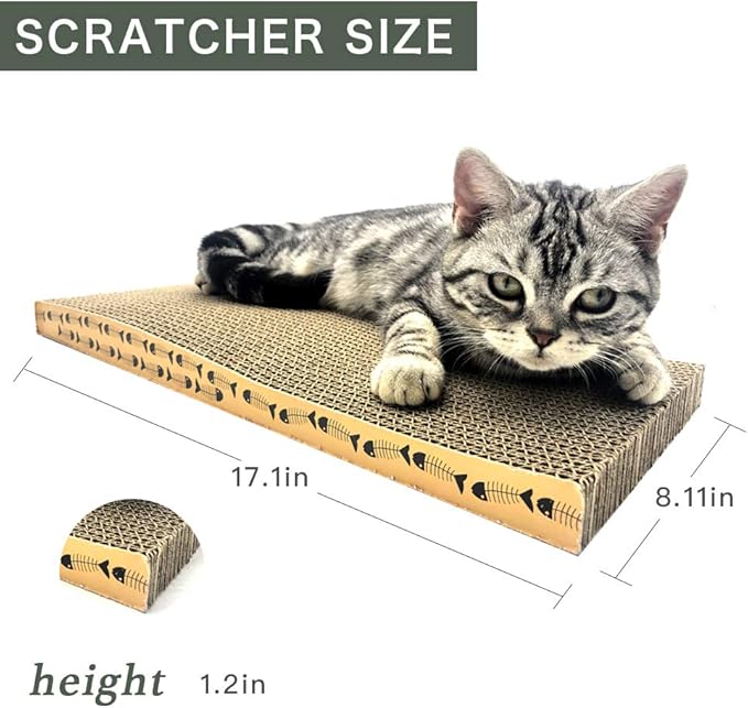 Cat Scratcher Cardboard Scratching Pads Scratch Lounge Bed with Catnip 3PCS Reversible Corrugated Cardboard with Scratch Box