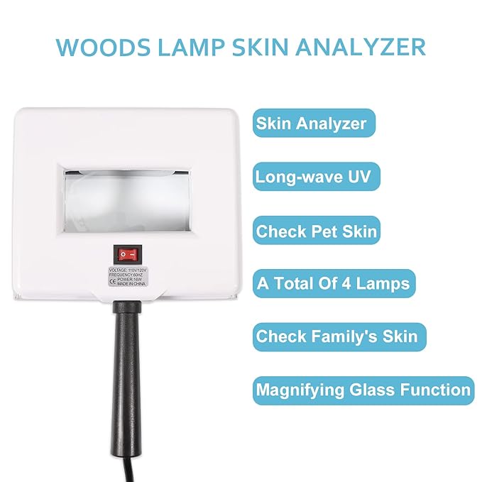 Woods Lamp Skin Analyzer, Magnifying Analyzer Beauty Test Face Care, Wood Lamp,Gifts SPA Machine Salon Equipment, Home Salon Machine for Facial Care Pet Dogs Cats Urine