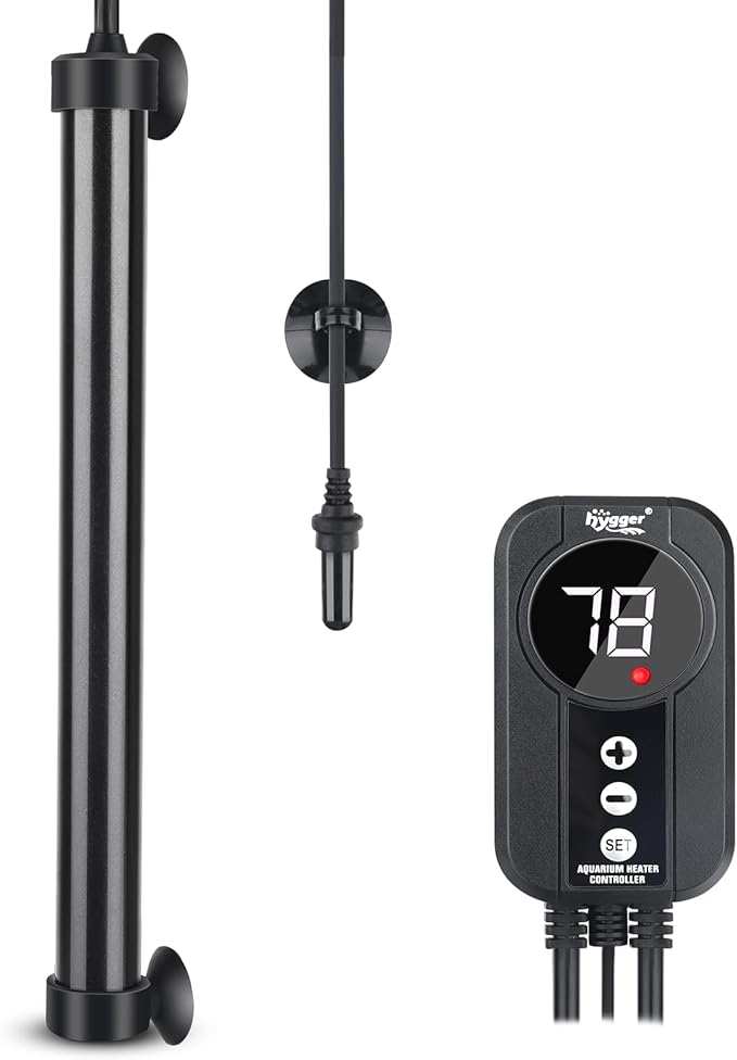 hygger Marine Aquarium Heater 200W,Titanium Heater with Digital LED Controller & Temperature Probe,Submersible Fish Tank Heater with Temperature Calibration,for Saltwater Freshwater Tank 30-40Gallon