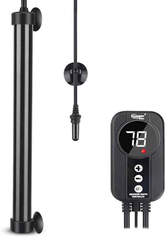 hygger Marine Aquarium Heater 200W,Titanium Heater with Digital LED Controller & Temperature Probe,Submersible Fish Tank Heater with Temperature Calibration,for Saltwater Freshwater Tank 30-40Gallon
