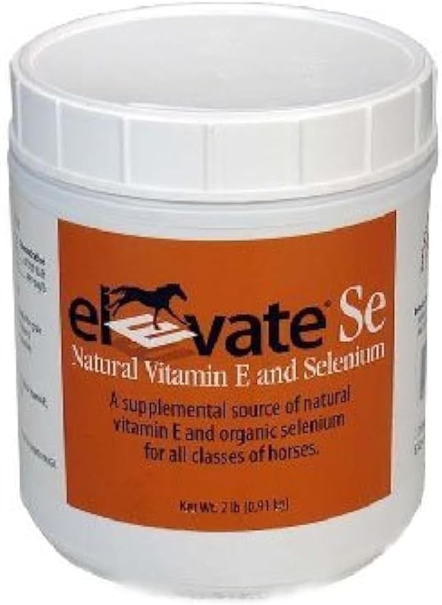 Elevate Se Natural Vitamin E and Selenium Powder for Horses, 2 Pound Container