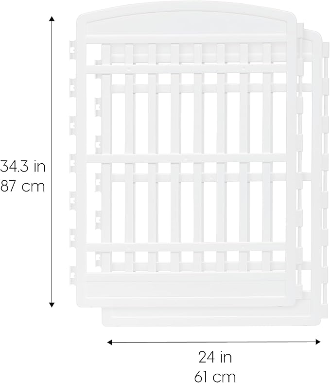 IRIS USA Dog Playpen Add-On Panels, 2-Panel 34" Pet Playpen, Puppy Playpen, Foldable, Customizable, White