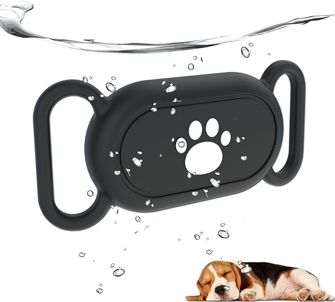 Waterproof Dog Collar Holder Compatible with Samsung Galaxy SmartTag2, Silicone GPS Tracker Hidden Loop Holder for Samsung Smart Tag2, Anti-Lost Dog Collar Samsung Tag2 Dog Paw Case(Black)