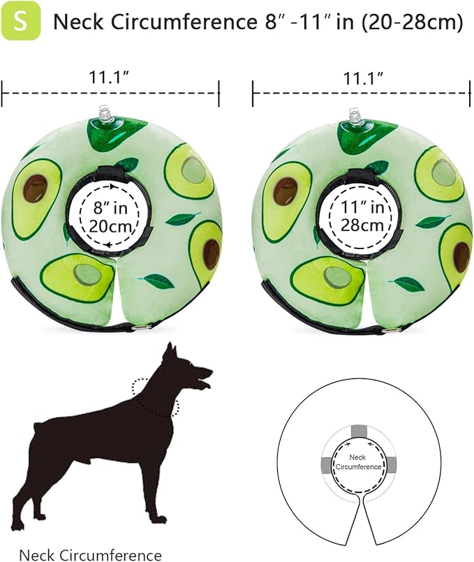 Dog Cone Collar for Small Medium Large Dogs for After Surgery, Pet Inflatable Neck Donut Collar Soft Protective Recovery Cone for Dogs and Cats - Alternative E Collar Does Not Block Vision - Green,S