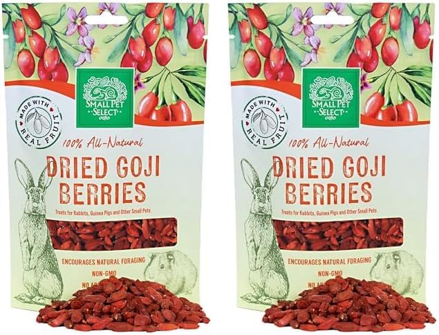 Small Pet Select - Dried Goji Berries, a Natural Treat for Rabbits, Guinea Pigs, Chinchillas, Gerbils, Hamsters, Mice, and Rats, 2oz (Pack of 2)