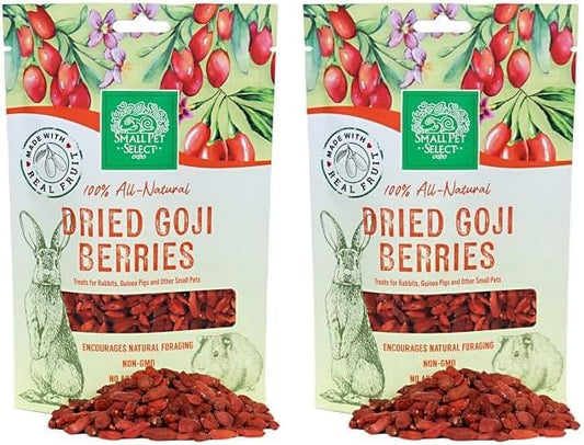 Small Pet Select - Dried Goji Berries, a Natural Treat for Rabbits, Guinea Pigs, Chinchillas, Gerbils, Hamsters, Mice, and Rats, 2oz (Pack of 2)