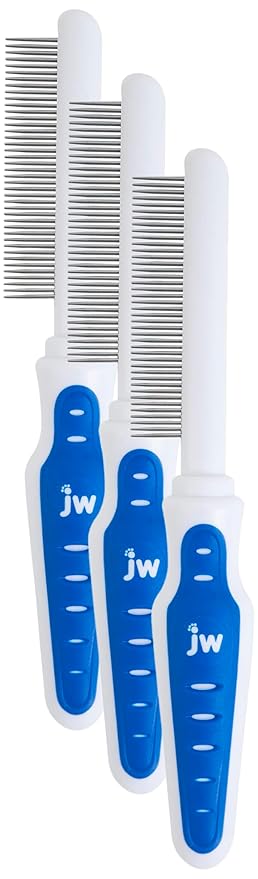 JW Pet GripSoft Cat Comb - Medium & Long Haired Cat Brush for Shedding & Tangle Removal (Pack of 3)