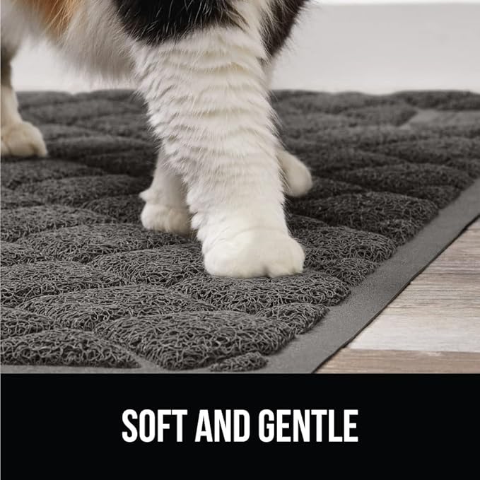 The Original Gorilla Grip Water Resistant Cat Litter Box Trapping Mat 40x28, Easy Clean, Textured Backing, Traps Mess, Cleaner Floors, Less Waste, Stays in Place for Cats, Soft on Paws, Charcoal