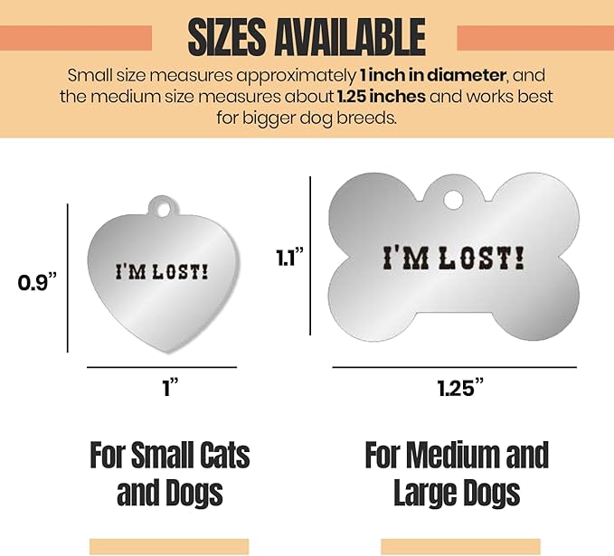 Pet ID Tags with QR Code for Dog & Cat - 3-Pack ID Tag for Cats & Dogs with Easy Setup - Bone, Heart & Round Shapes, for Collar, Medium Small Name Tag, Customizable Personalized