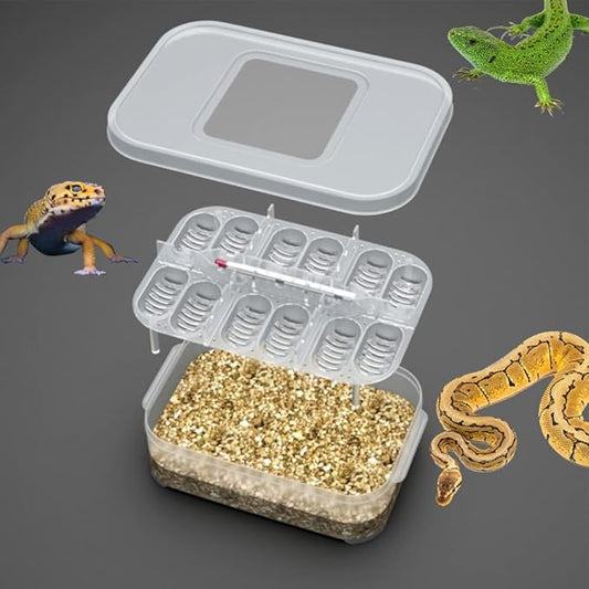 12 Grids Reptiles Eggs Incubator Tray,Incubation Box for ing Snake, Lizards,Reptile Breeding Box Reptile Transparent Box Incubator Supplies