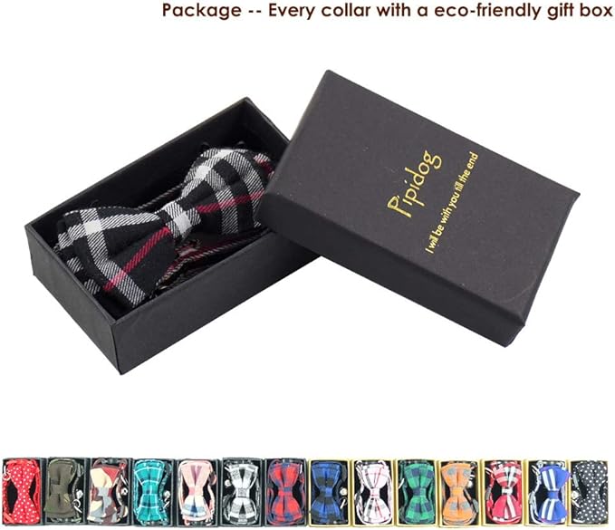 Cat Collar Breakaway with Bell and Bow Tie, Plaid Design Adjustable Safety Kitty Kitten Collars(6.8-10.8in) (Black Plaid 2)