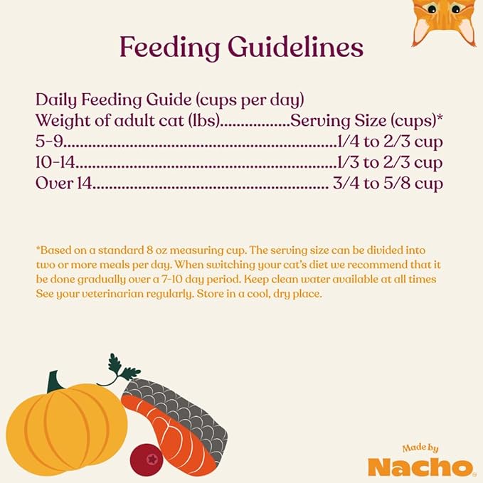 Made by Nacho Premium Dry Cat Food High Protein Kibble withFreeze Dried Pieces for Enhanced Nutrition and Flavor 4lb Bag (Sustainably-Caught Salmon, Whitefish & Pumpkin), Limited Ingredients