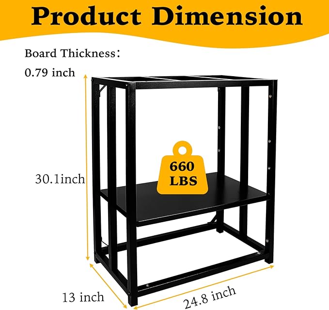 Fish Tank Stand Metal Aquarium Stand 20 Gallon 24.8" x 13" x 30.1" Aquarium Turtle Tank Stand,Double-Layer Detachable Design