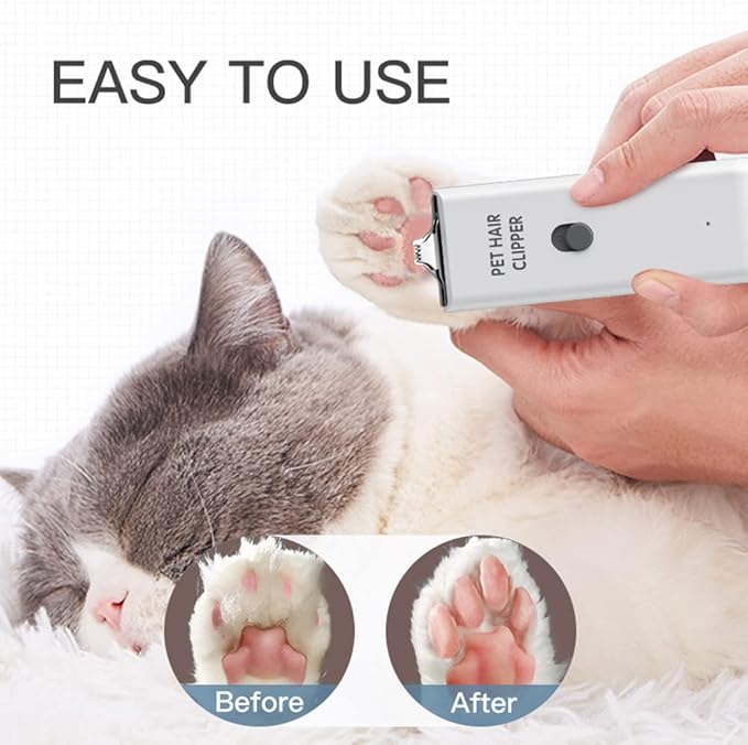 Feet Hair Trimmer, Dog Clippers,Quiet Washable USB Rechargeable Cordless Dog Grooming Kit,Electric Pets Hair Trimmers Shaver Shears for Dogs and Cats White