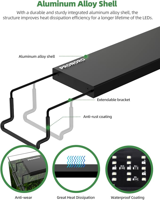 Aquarium Light, LED Full Spectrum Freshwater Aquarium Lights, Daylight/Moonlight Mode and stepless dimmable, Fish Tank Light with 6h/9h/12h Timer and Auto ON/Off (G 48-53 in)