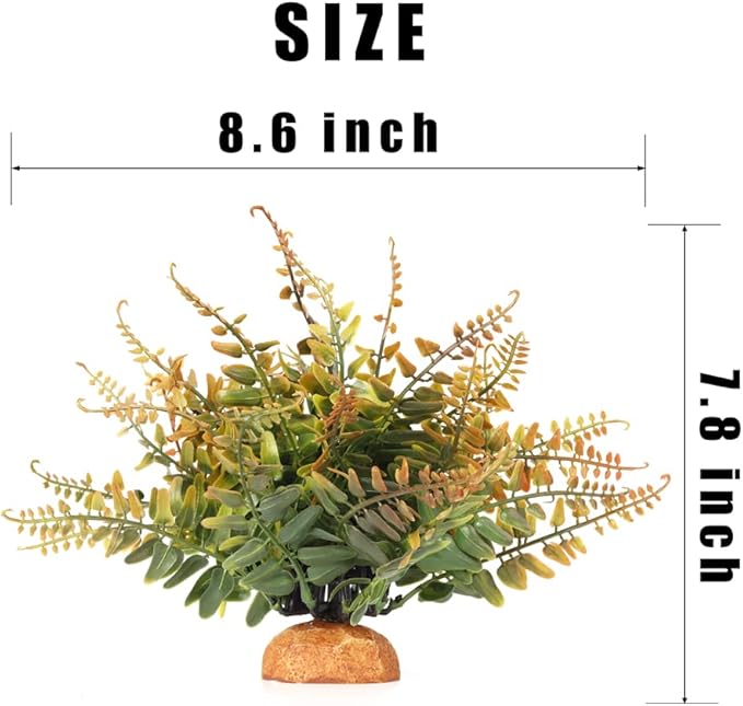 Fake Fall Colors Boston Fern, Reptile Plants for Terrarium, Amphibian Tank Accessories Habitat Decor fit Crested Gecko Leopard Lizard Chameleon Ball Python Snake Frog