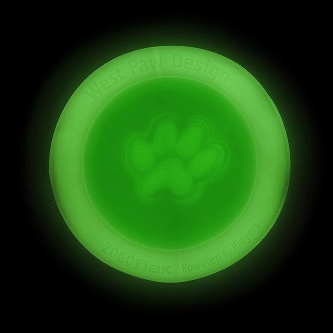 WEST PAW Zogoflex Zisc Dog Flying Disc, High Flying Aerodynamic Disc for Dogs Puppy – Lightweight, Floatable Disc for Fetch, Tug of War, Catch, Play – Doubles as Food/Water Bowl, Small 6.5", Glow