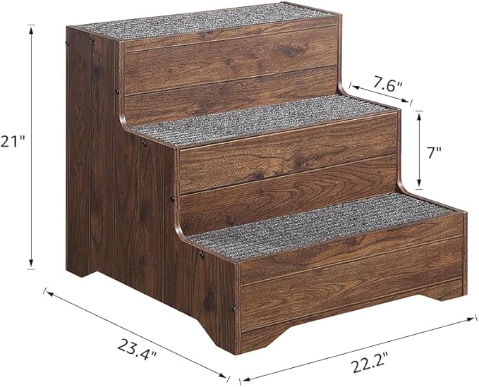 beeNbkks Furniture Style Dog Stairs, Pet Steps for Small Dogs and Cats, Wooden Non-Slip Pet Ladder for Elderly Injured Pets Short Legged Puppy to Reach Couch Sofa High Bed Windowsill