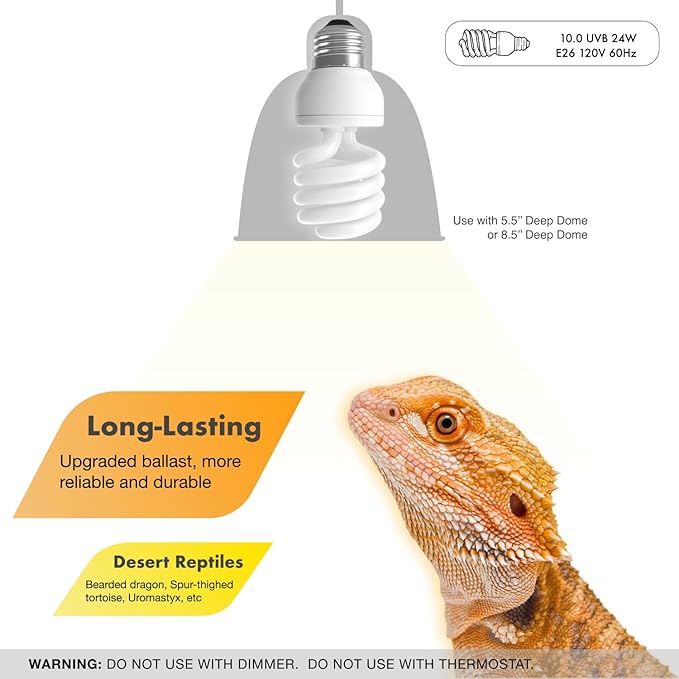 UVB Reptile Light, 10.0 24W, UVA UVB Reptile Light Bulb Lamp for Bearded Dragon, UVB Bulbs for Desert Reptiles