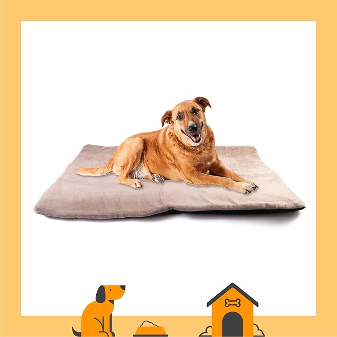 Dog Mat - 17.7 x 23.6 in Fluffy Padded Dog Blanket w/Insulation - Non Slip Kennel Mats for Sleeping - Machine Washable Bed for Dogs - Gray