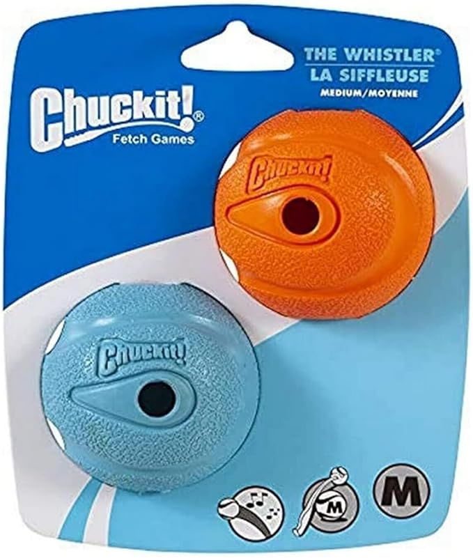 Chuckit Dog Fetch Toy Whistler Ball Noisy Play Fits Launcher Medium 8 Balls (4 Items)