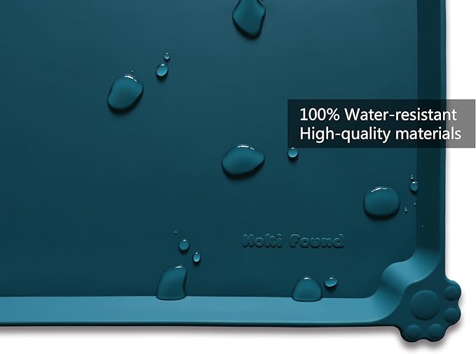 Hoki Found Large Silicone Pet Food Mats Tray - Non slip Pet Dog Cat Bowl Mats Placemat - Dog Pet Cat Feeding Mat - Waterproof Dog Cat Food Mats -Pet Water Mats for Carpet - Sicilian Ocean