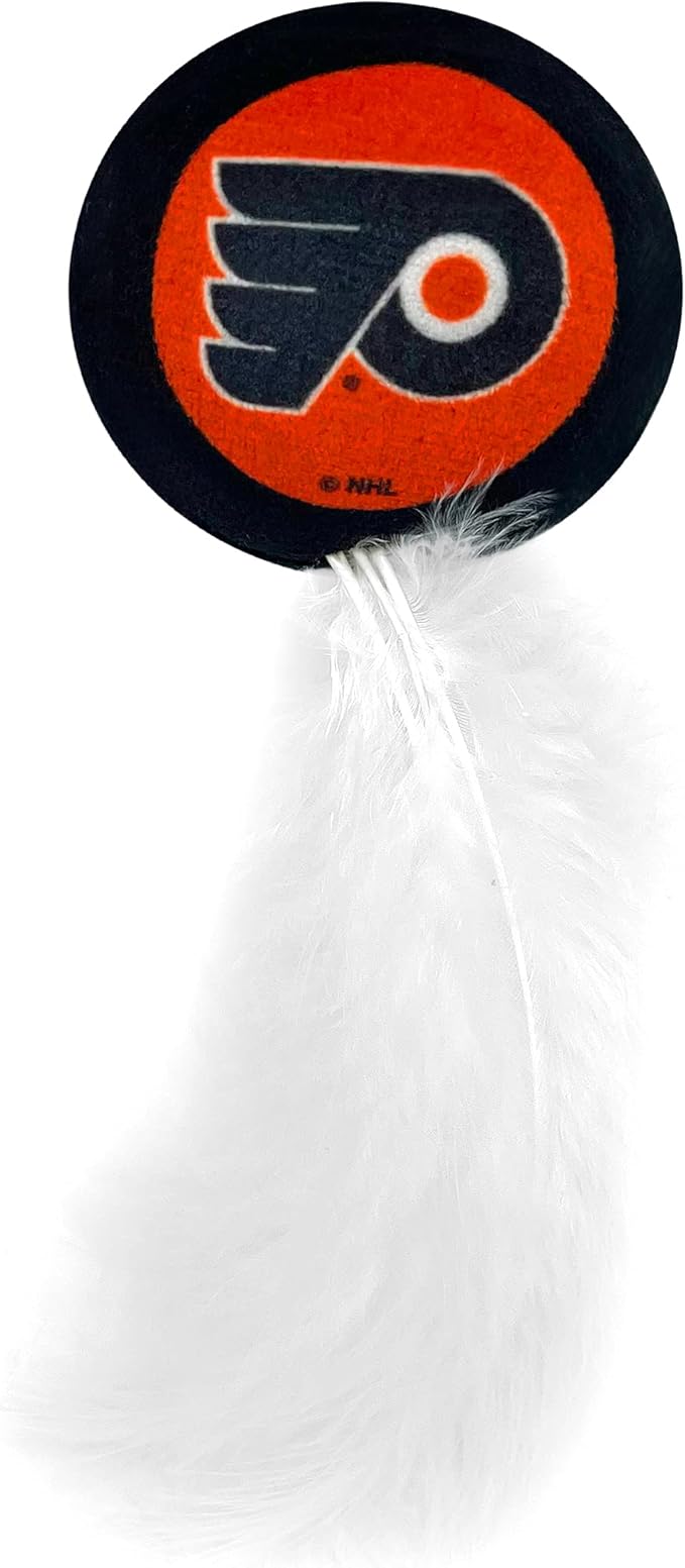 BEST PLUSH CAT TOY NHL PHILADELPHIA FLYERS Complete Set of 3 piece Cat Toys filled with Fresh Catnip. Includes: 1 Jersey Cat Toy, 1 Hockey Puck Cat Toy with Feathers & 1 #1 Fan Cat Toy. With Team LOGO