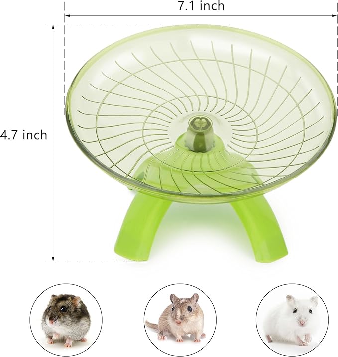 Hamster Wheel Silent Hamster Exercise Wheel Running Spinner Hamster Flying Saucer for Hamsters Gerbils Mice and Other Small Pets (Green)